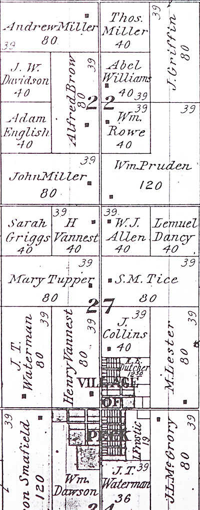 Excerpt from the 1894 Land and Plat Atlas for Elk Township, Sanilac County.