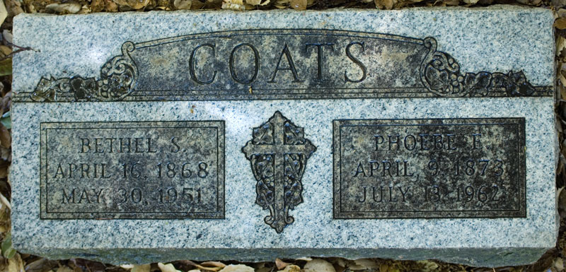 Bethel and Phoebe Coats graves